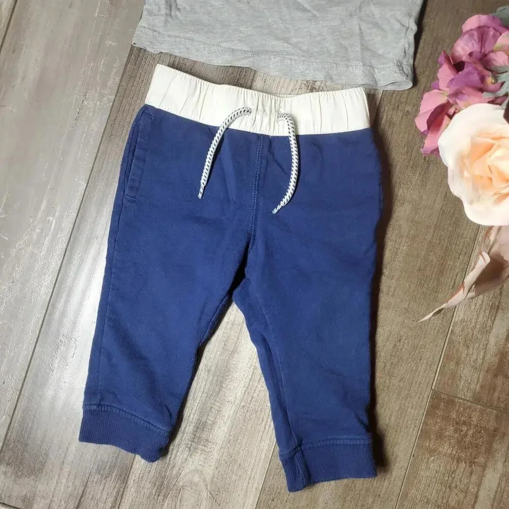 Crazy 8 Baby Boy 6-12m Blue and Gray Little Champ League Outfit NWOT